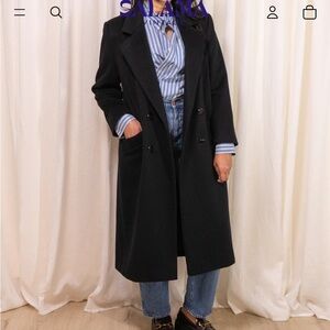 Vintage - Kristen Blake women’s black wool long coat size 6